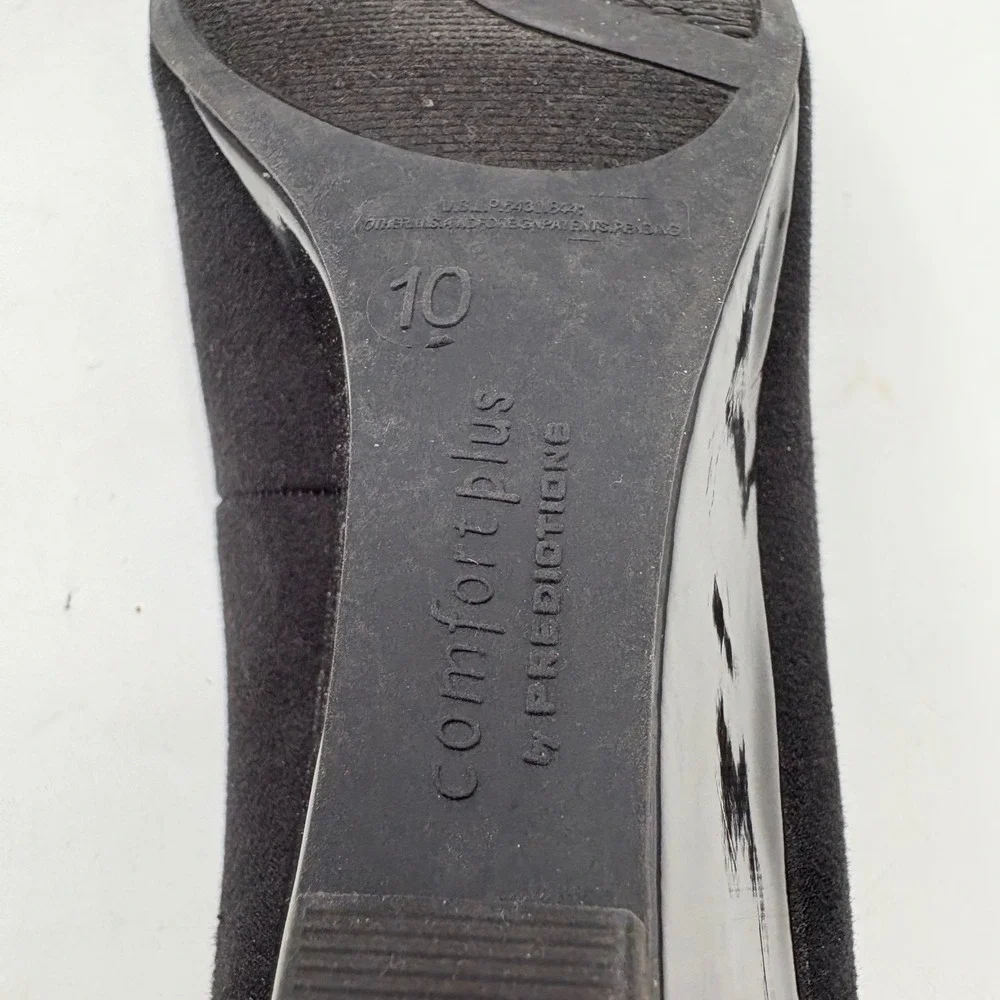 Comfort Plus by‎ Predictions Black Peep Toe Wedge Heels Size 10